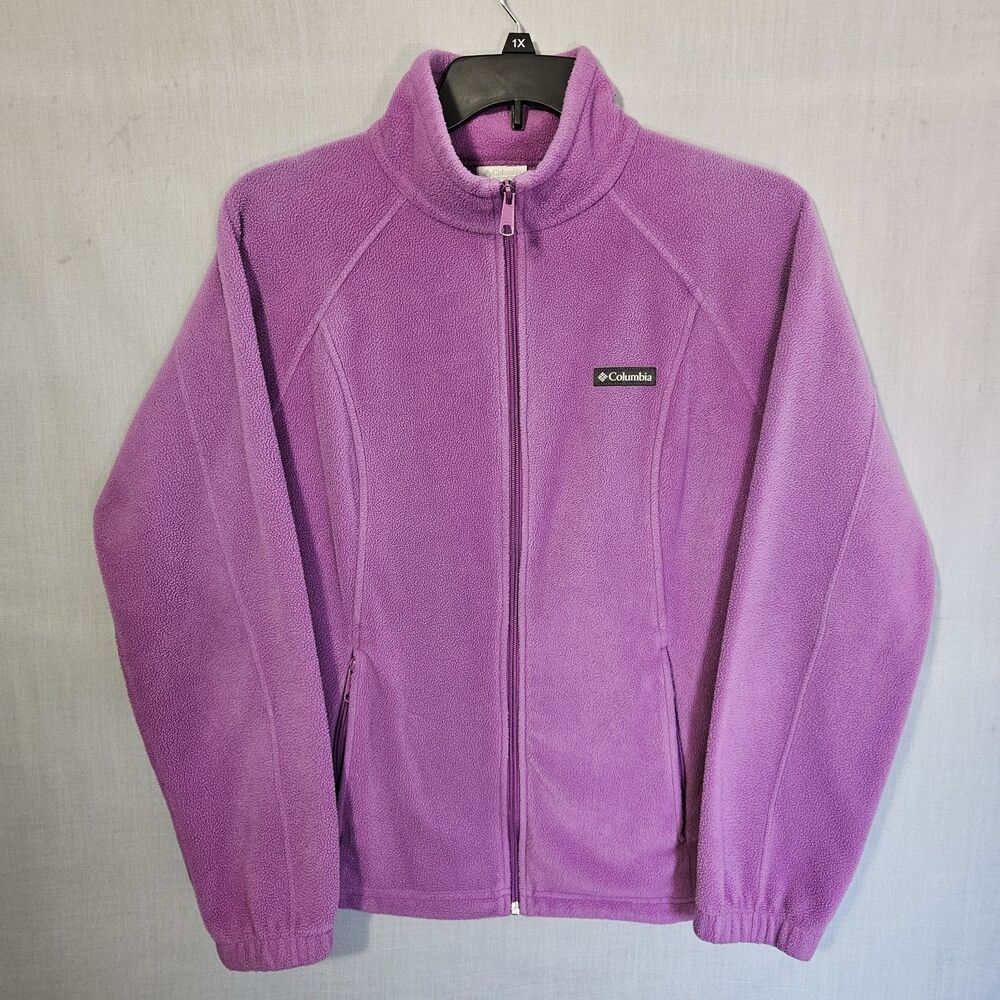 Columbia Jacket Benton Springs Womens L Fleece Full Zip Purple Soft Warm Outdoor
